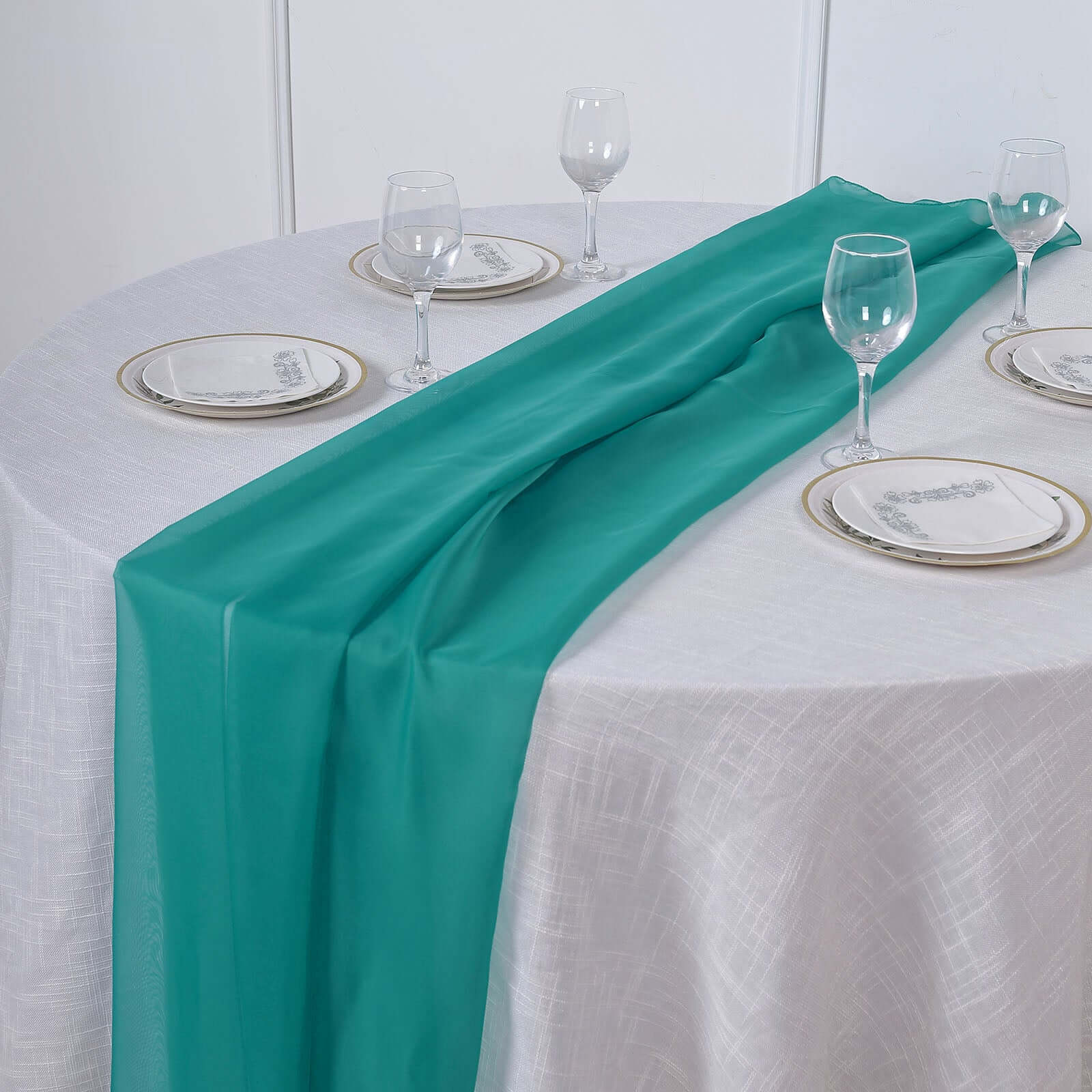 Chiffon 6ft Table Runner Turquoise - Flowy & Lightweight Table Decor - Linen Luxes