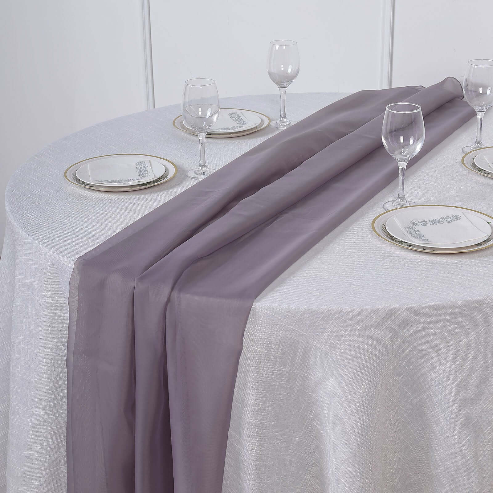 Chiffon 6ft Table Runner Violet Amethyst - Flowy & Lightweight Table Decor - Linen Luxes