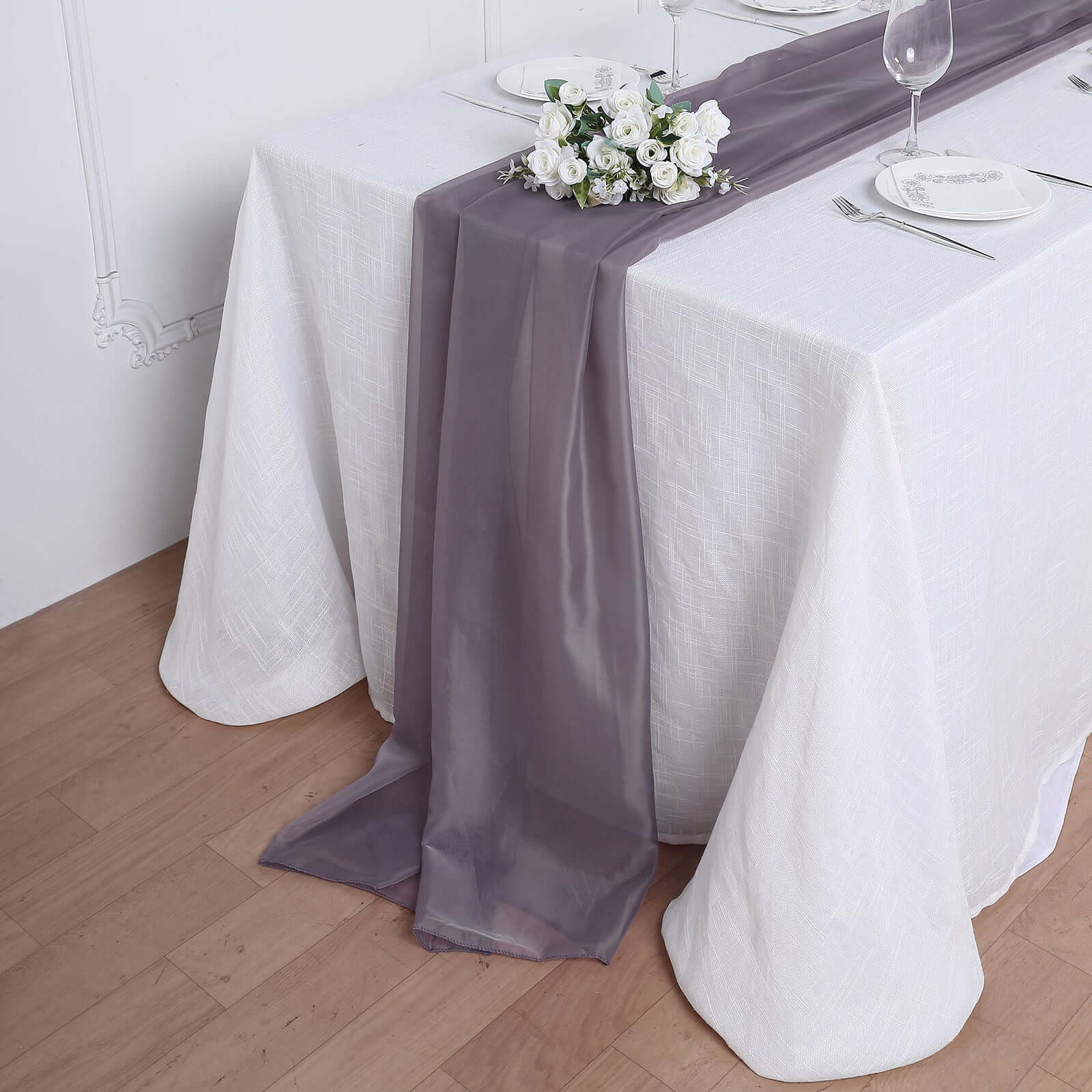 Chiffon 6ft Table Runner Violet Amethyst - Flowy & Lightweight Table Decor - Linen Luxes