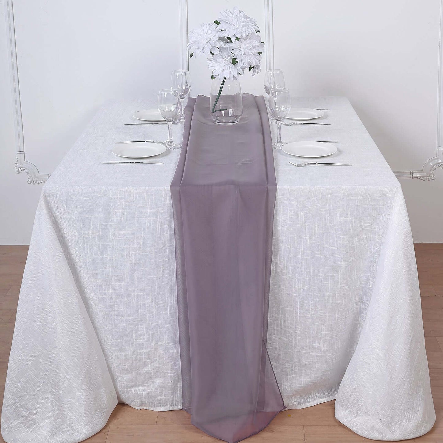 Chiffon 6ft Table Runner Violet Amethyst - Flowy & Lightweight Table Decor - Linen Luxes