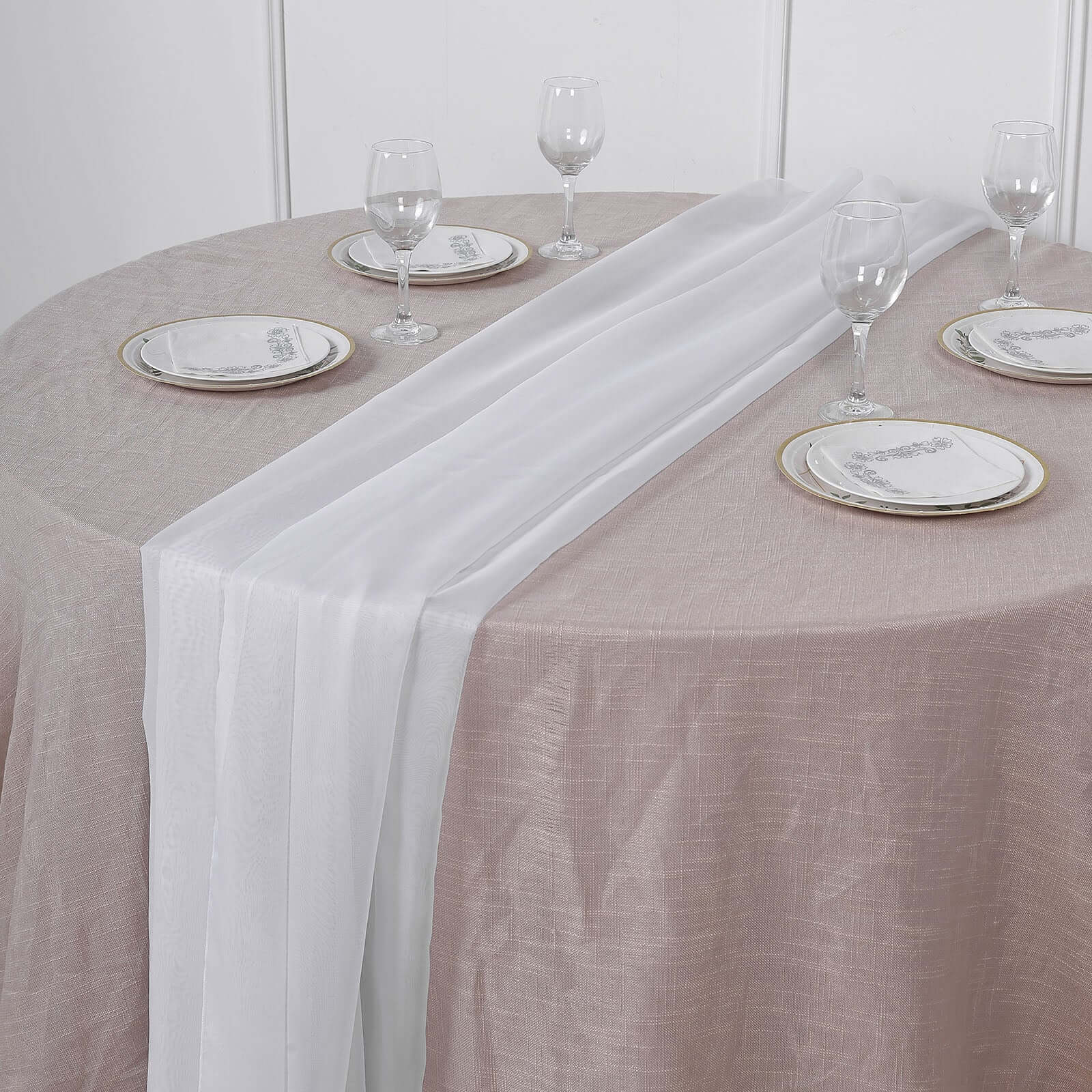 Chiffon 6ft Table Runner White - Chic Flowy & Lightweight Table Decor - Linen Luxes