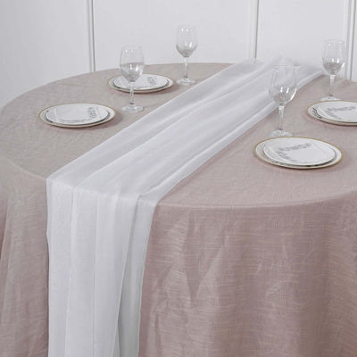 Chiffon 6ft Table Runner White - Chic Flowy & Lightweight Table Decor - Linen Luxes