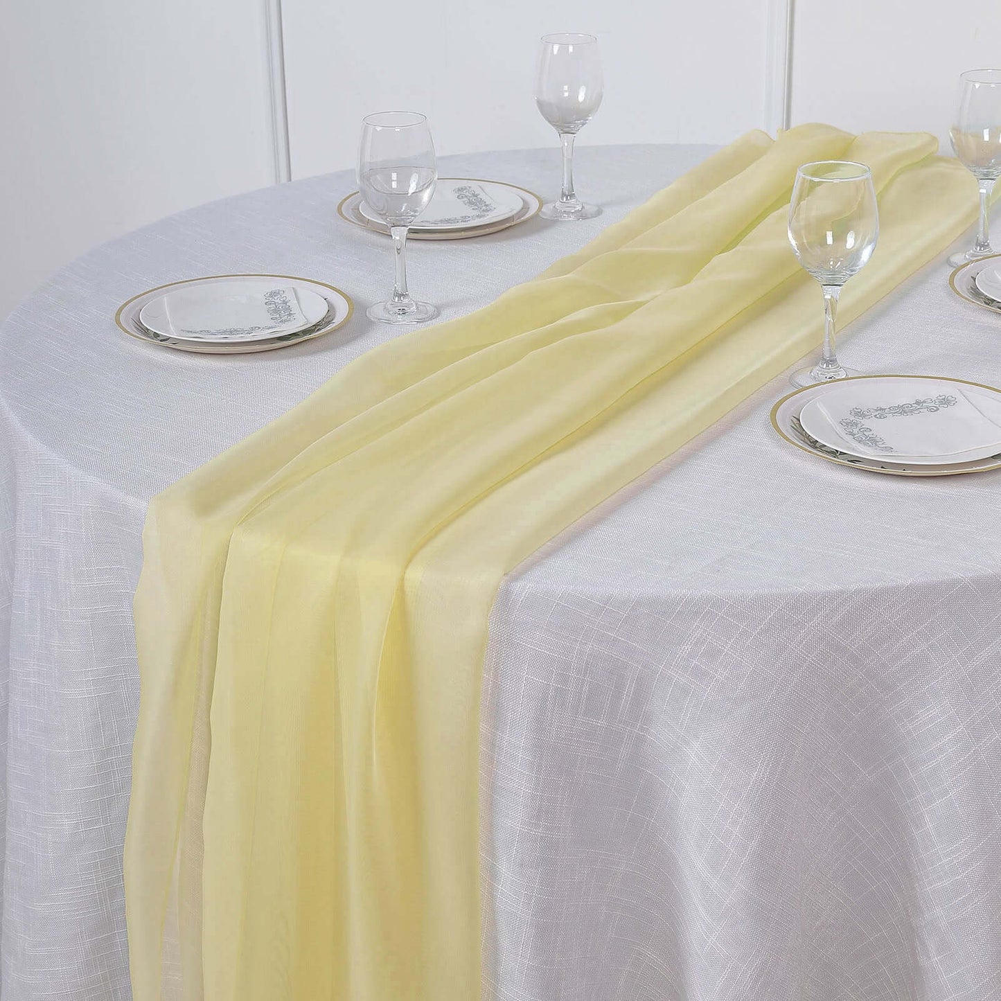 Chiffon 6ft Table Runner Yellow - Flowy & Lightweight Table Decor - Linen Luxes