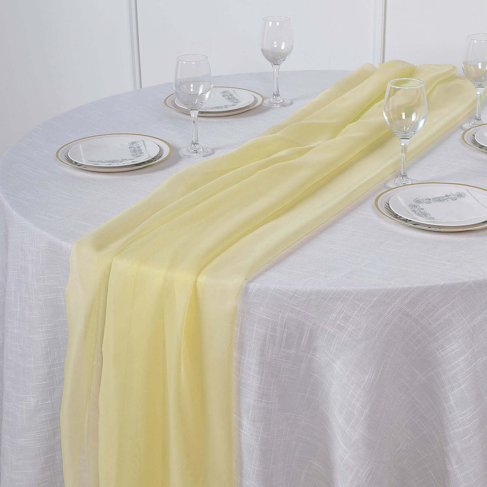 Chiffon 6ft Table Runner Yellow - Flowy & Lightweight Table Decor - Linen Luxes