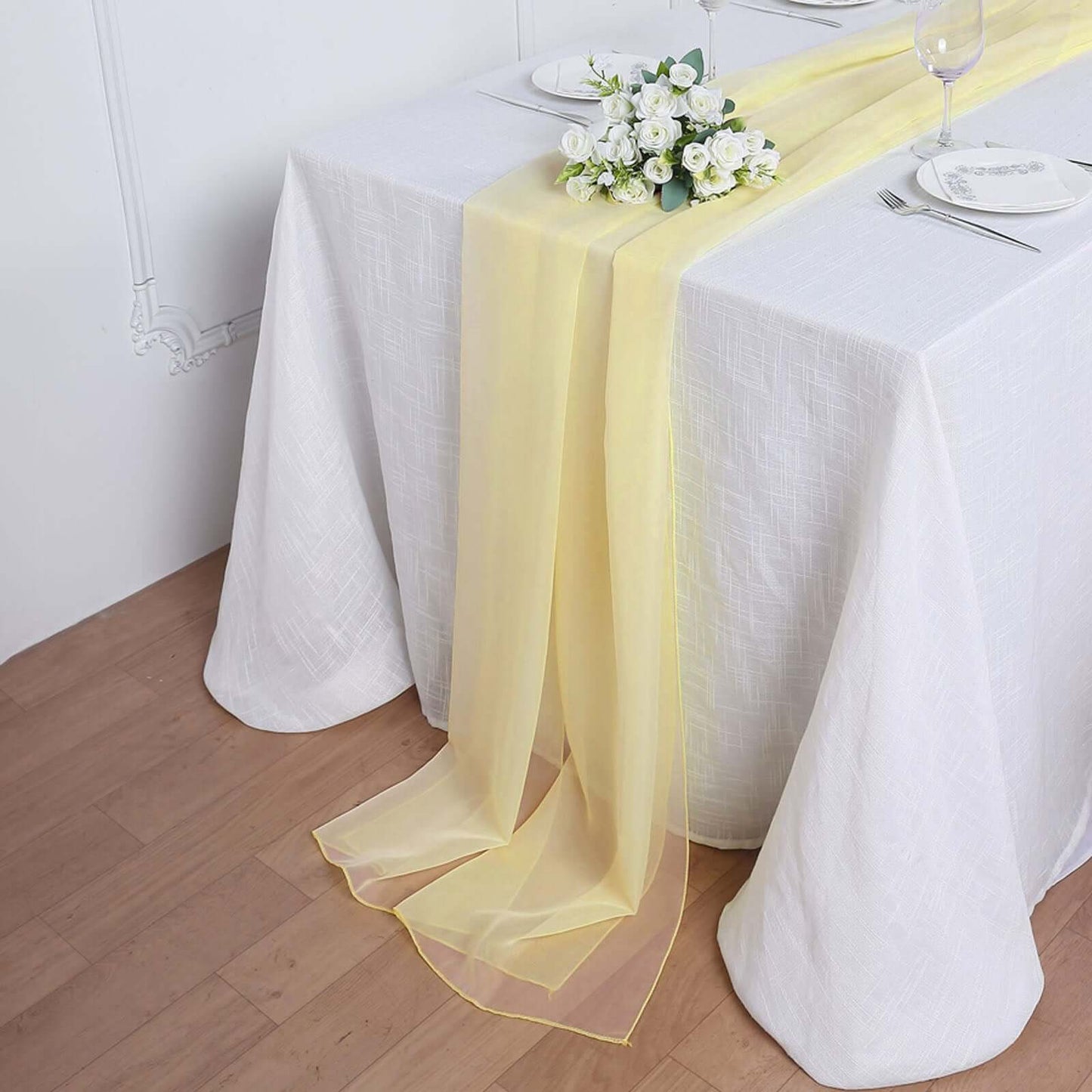Chiffon 6ft Table Runner Yellow - Flowy & Lightweight Table Decor - Linen Luxes
