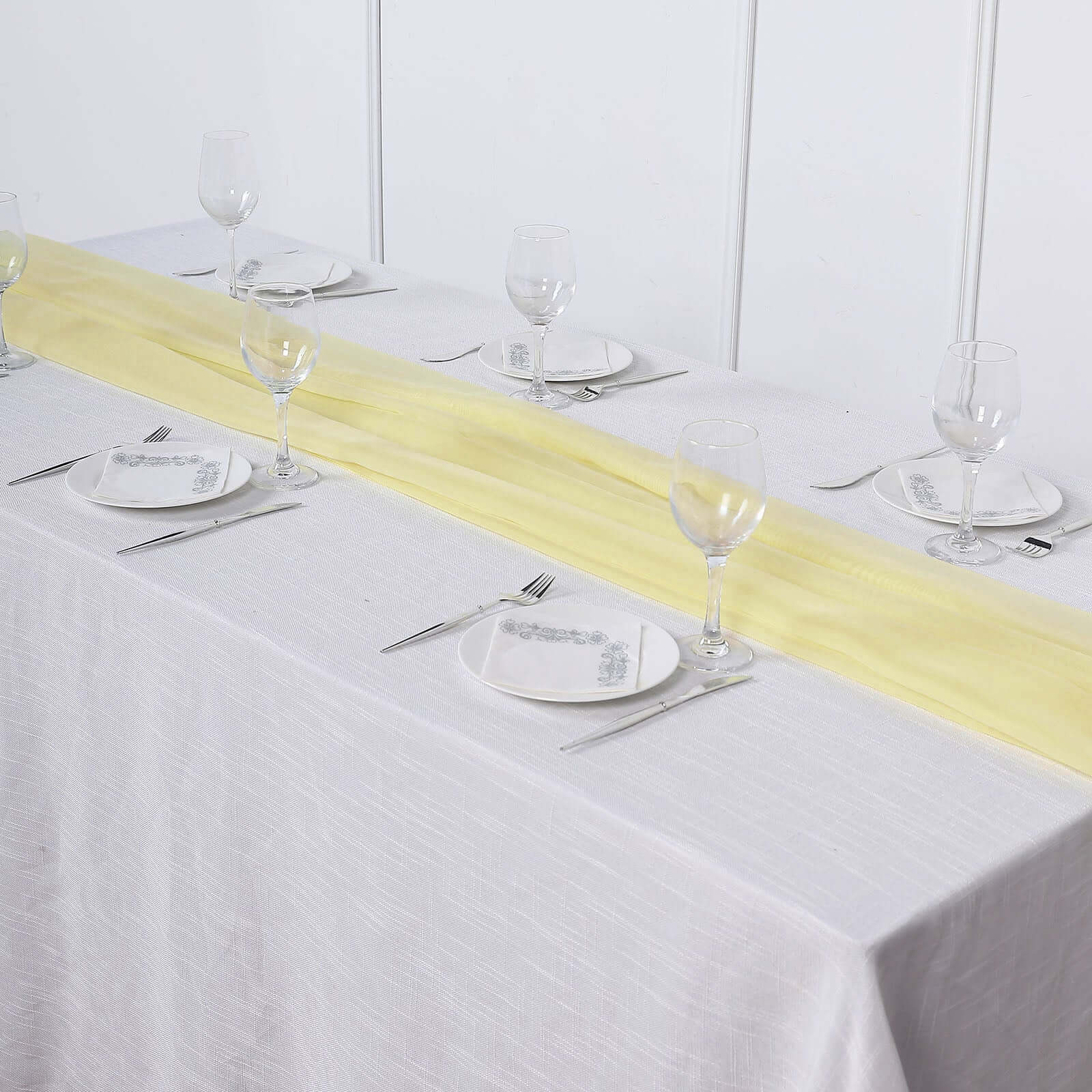 Chiffon 6ft Table Runner Yellow - Flowy & Lightweight Table Decor - Linen Luxes