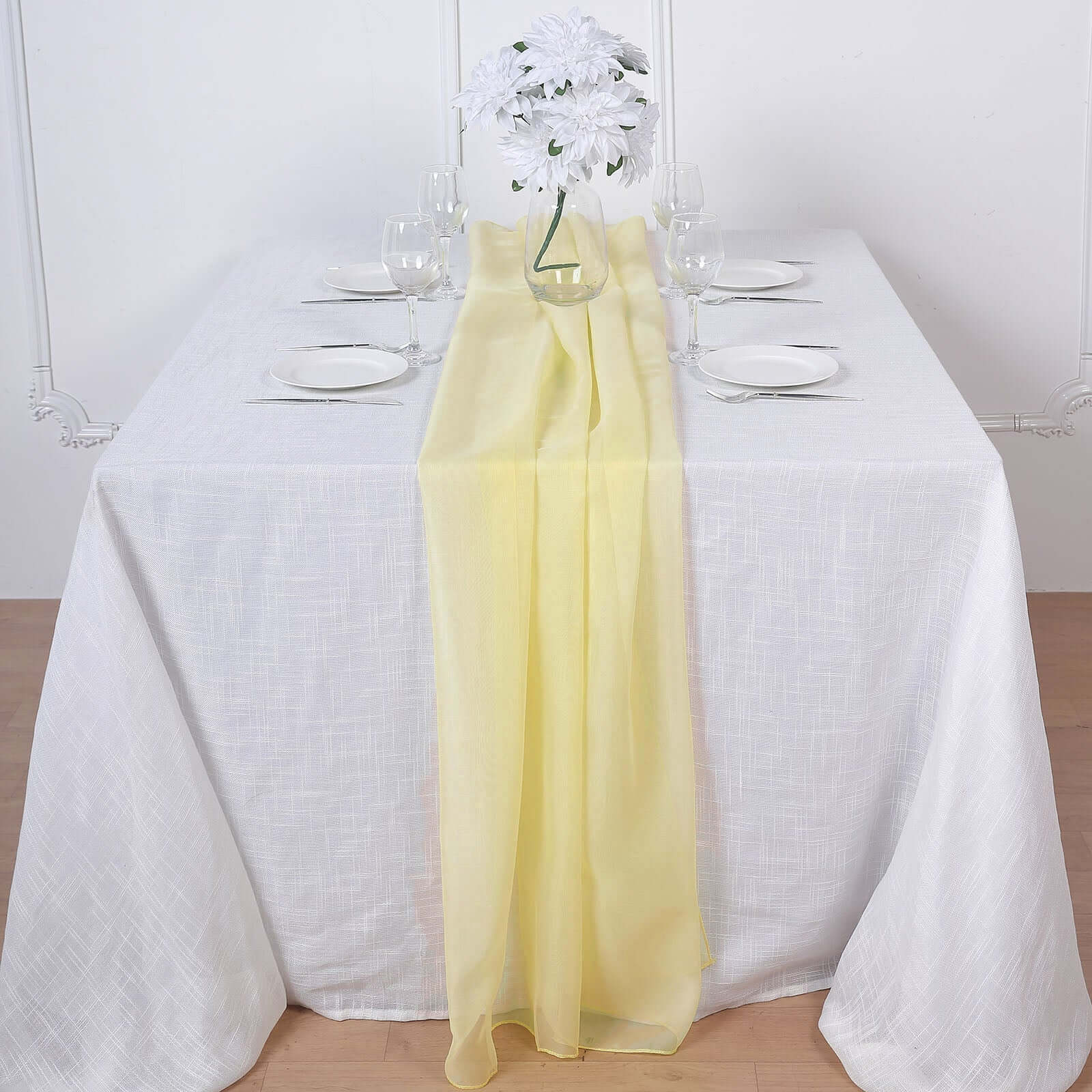 Chiffon 6ft Table Runner Yellow - Flowy & Lightweight Table Decor - Linen Luxes