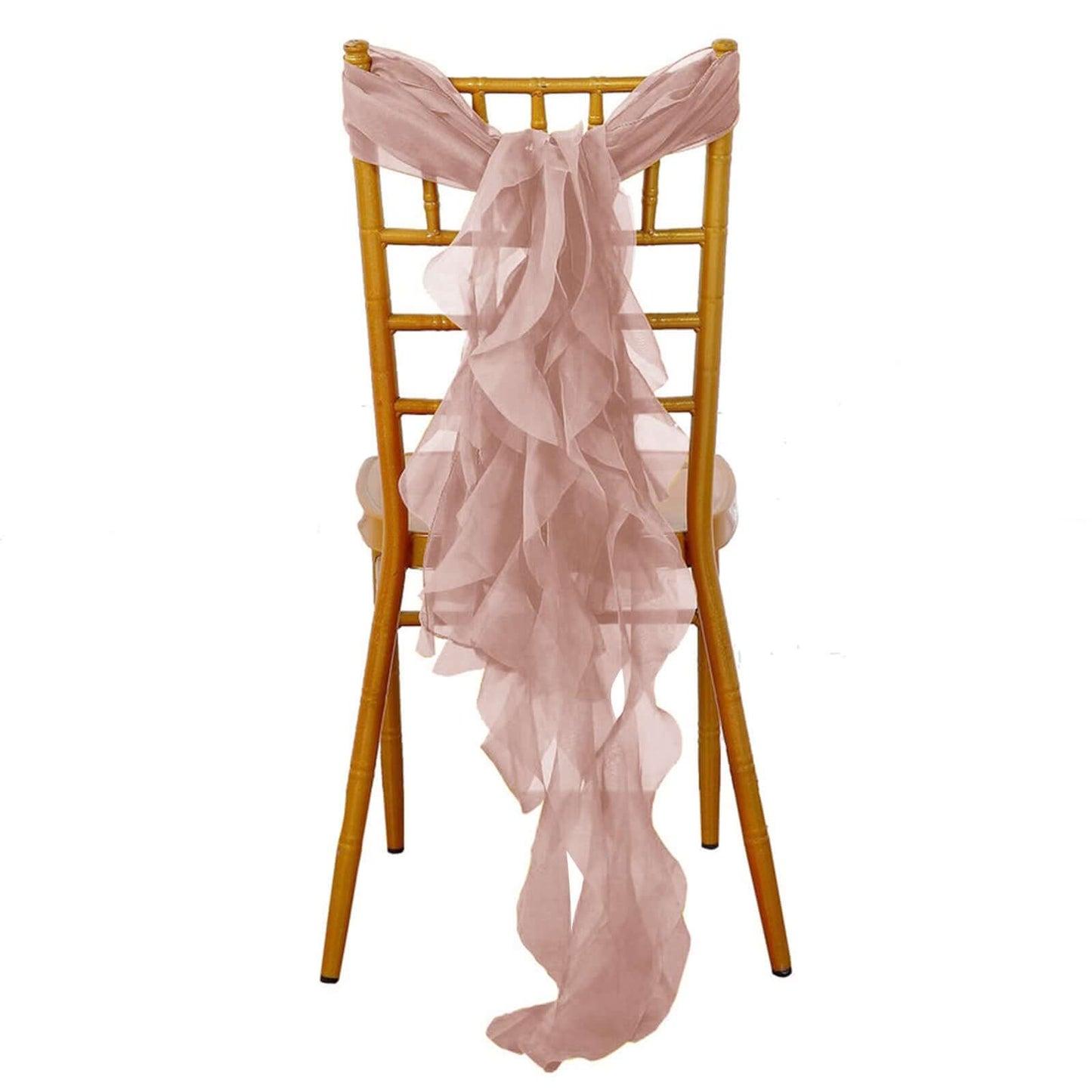 Chiffon Chair Sash with Curly Design Dusty Rose - Stylish Chair Decorations - Linen Luxes
