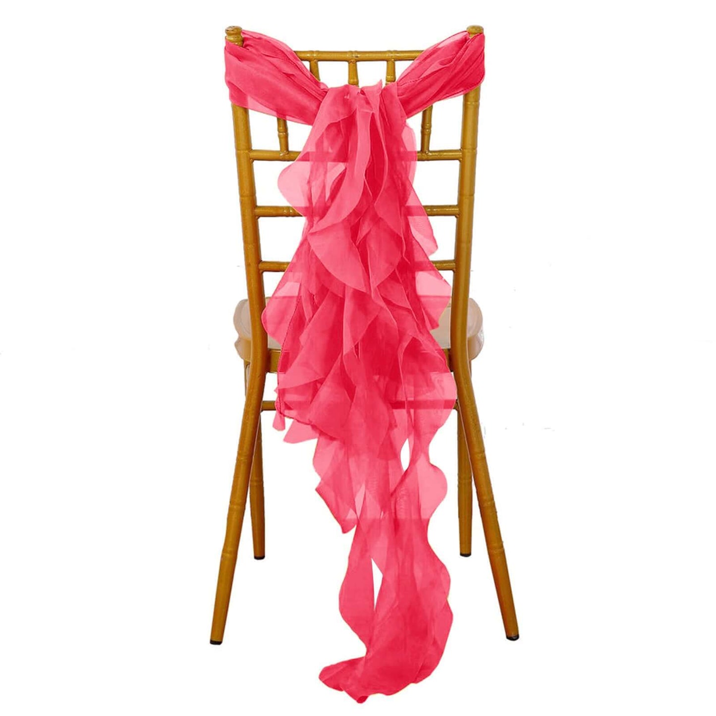 Chiffon Chair Sash with Curly Design Fuchsia - Stylish Chair Decorations - Linen Luxes