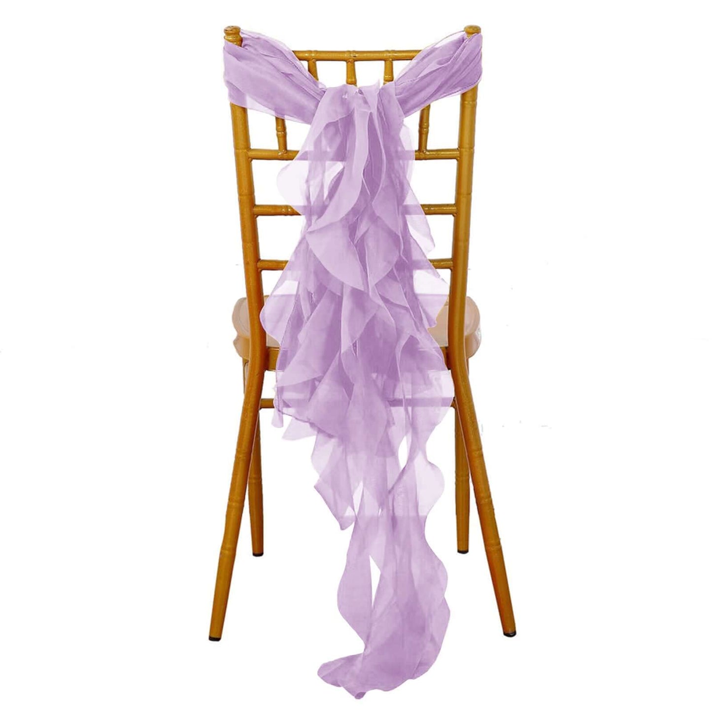 Chiffon Chair Sash with Curly Design Lavender Lilac - Stylish Chair Decorations - Linen Luxes