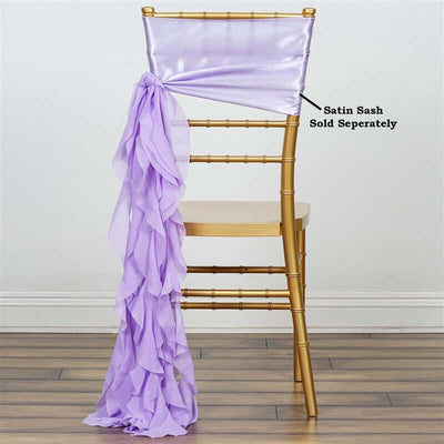 Chiffon Chair Sash with Curly Design Lavender Lilac - Stylish Chair Decorations - Linen Luxes