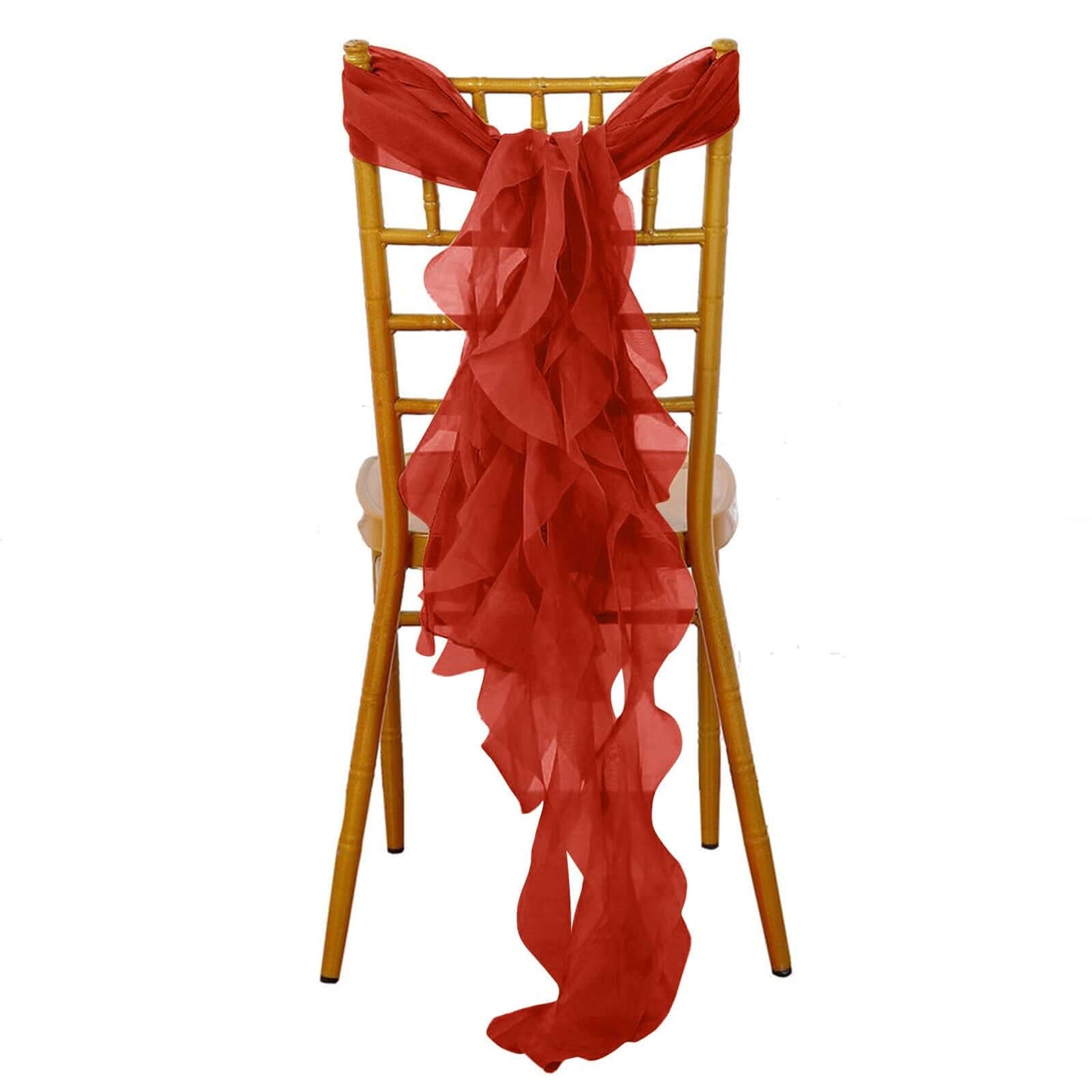 Chiffon Chair Sash with Curly Design Red - Stylish Chair Decorations - Linen Luxes