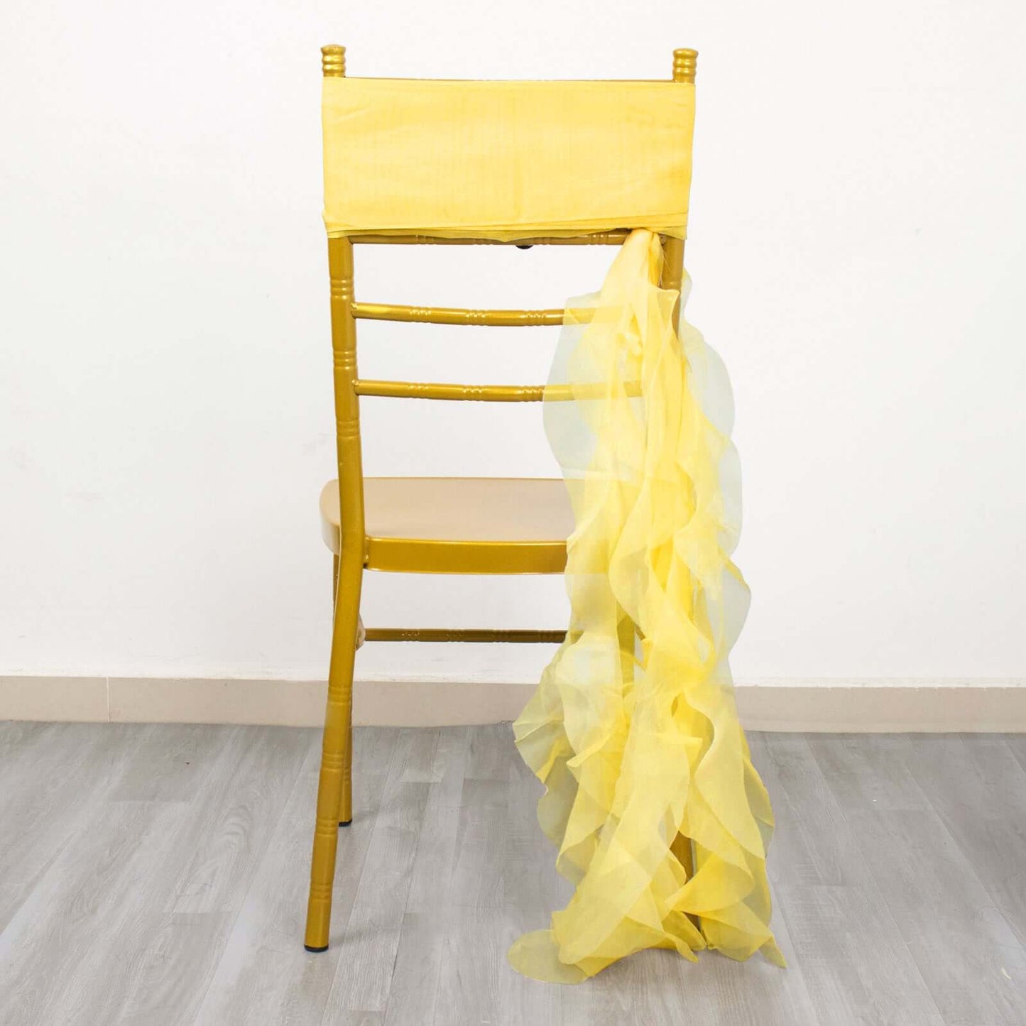 Chiffon Chair Sash with Curly Design Yellow - Stylish Chair Decorations - Linen Luxes