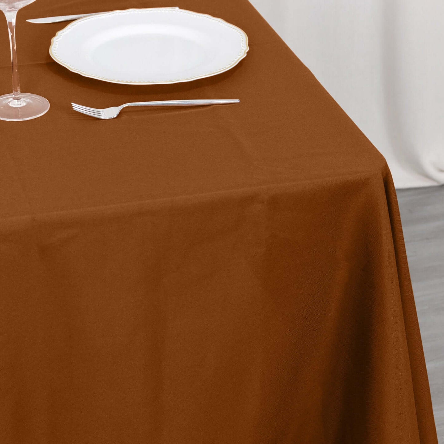 Polyester 70"x70" Table Overlay Square Tablecloth Cinnamon Brown - Wrinkle-Resistant & Durable Table Cover