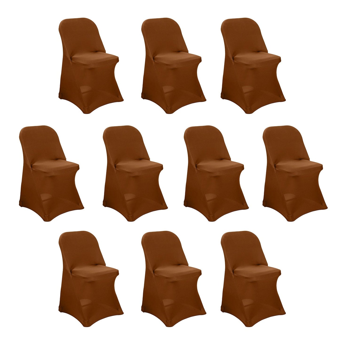 10 Pack Stretch Spandex Chair Covers Cinnamon Brown for Folding Chairs - Durable 160GSM Fitted Slipcovers