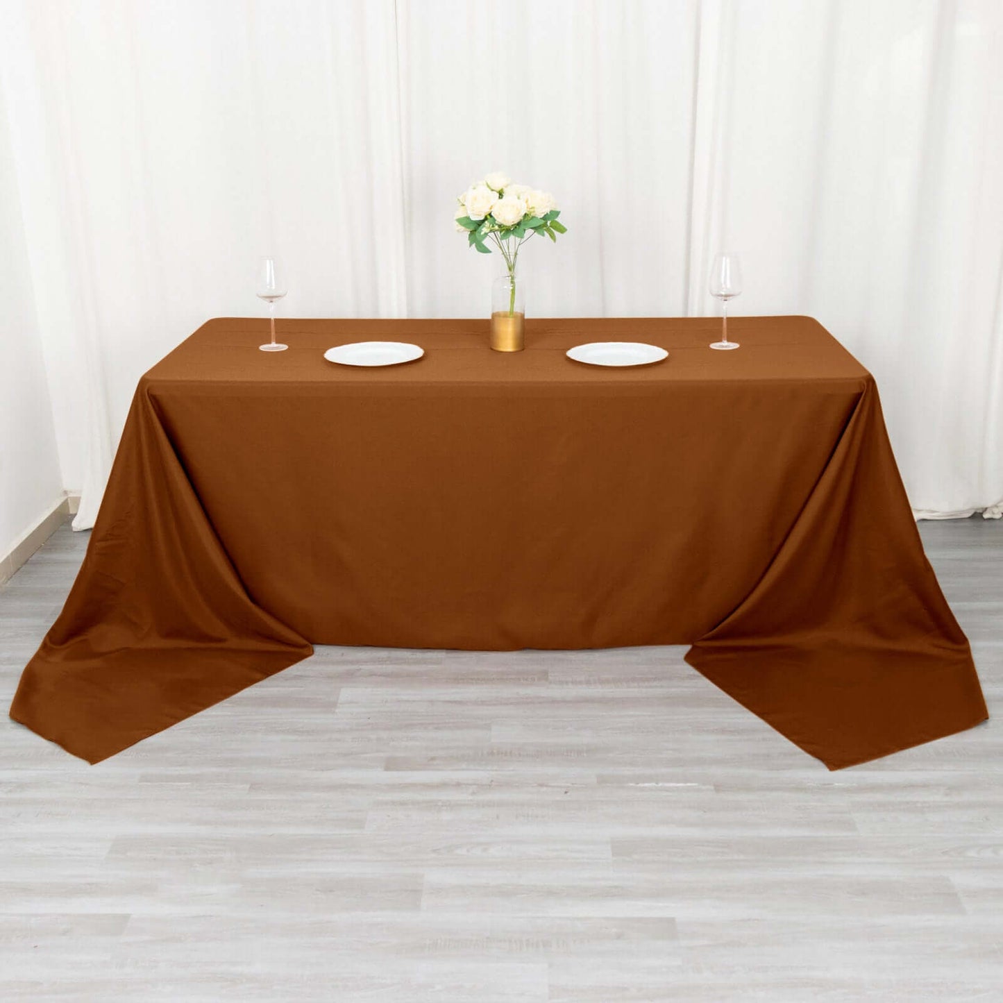 Polyester 90"x156" Rectangle Tablecloth Cinnamon Brown - Seamless Wrinkle-Resistant Table Cover