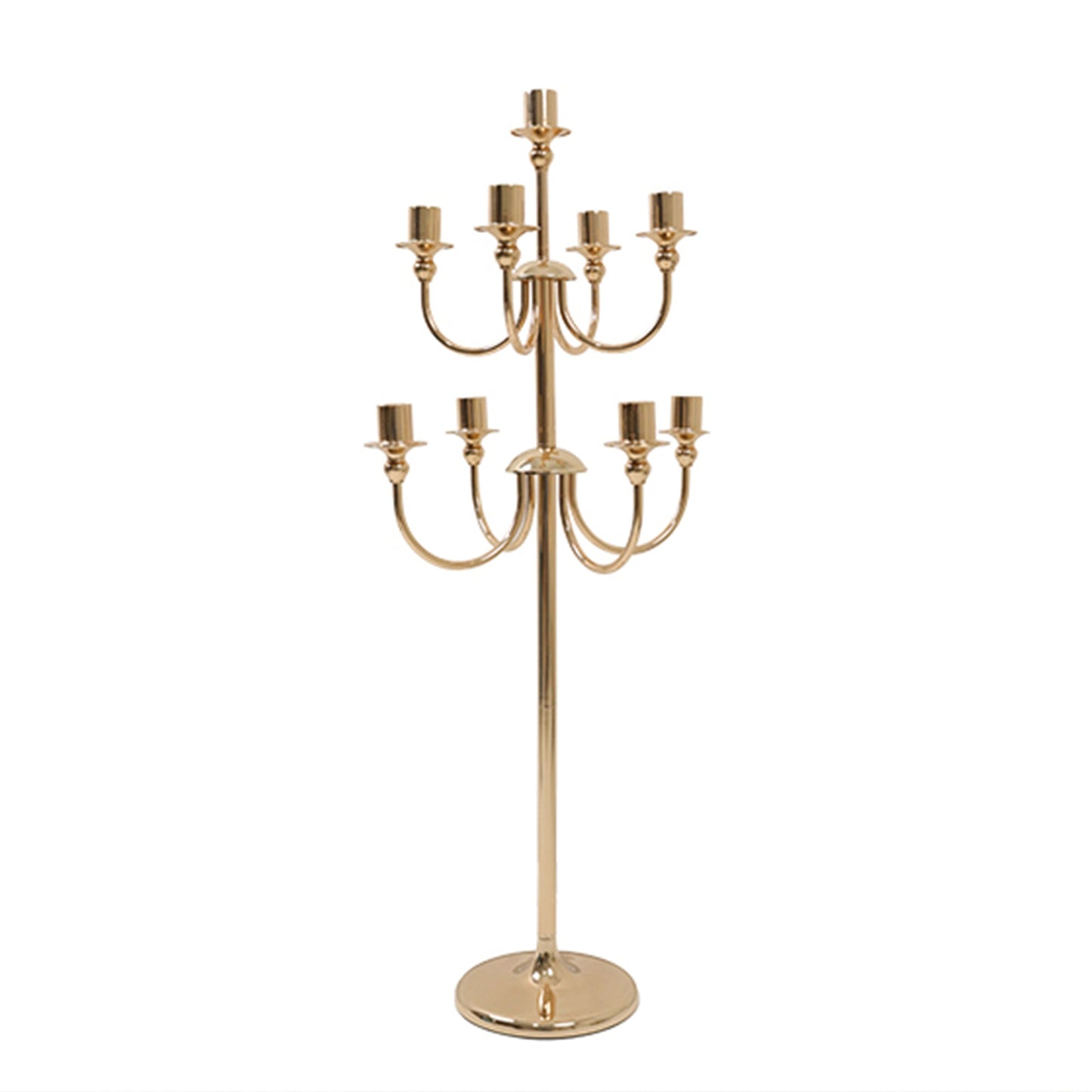 Metal Floor Candelabra Candle Holder, 9-Arm Vintage Taper Stand Gold Table Centerpiece for Weddings & Parties 46" Tall