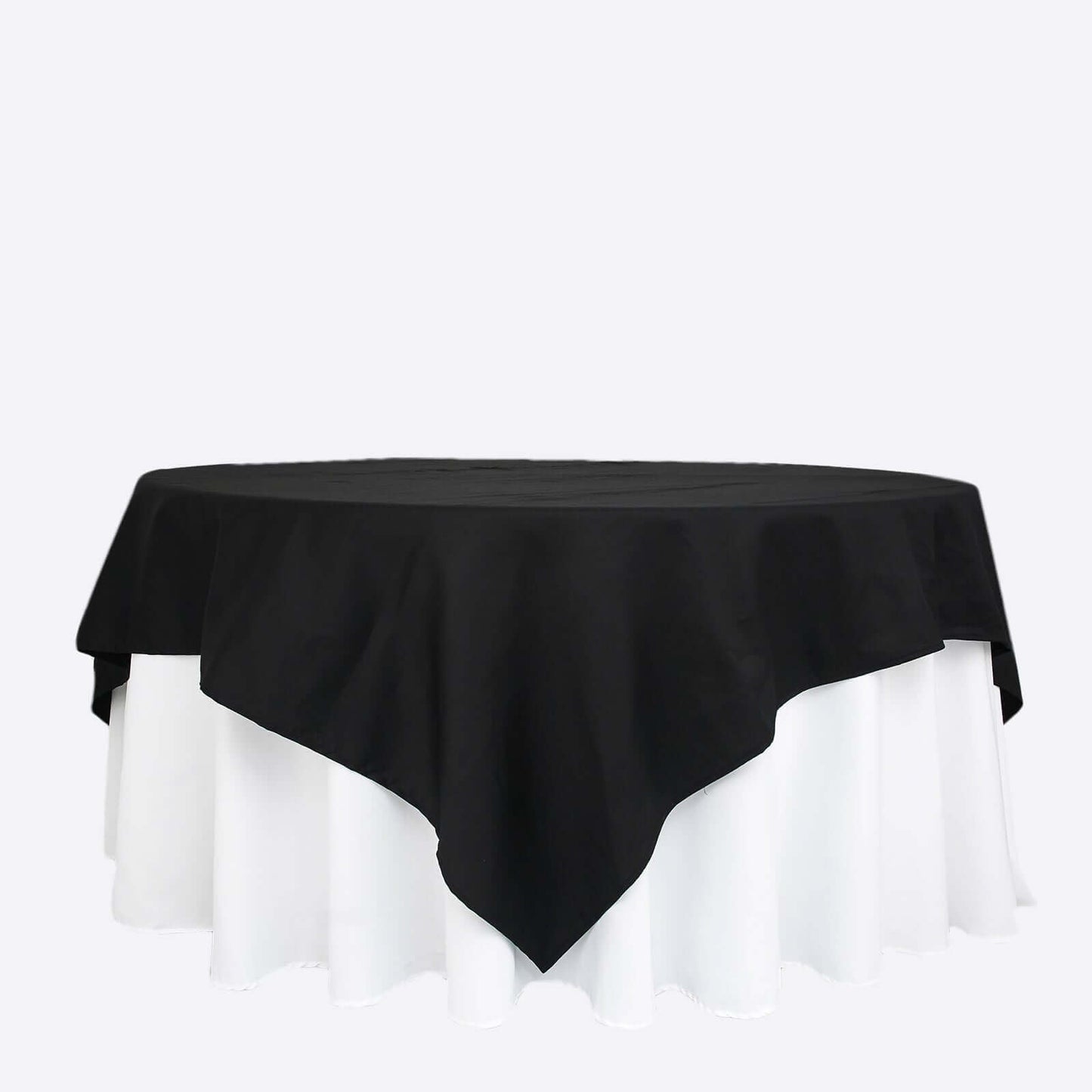 100% Cotton 90"x90" Table Overlay Square Tablecloth Black Linen - Soft & Breathable Fabric Table Topper