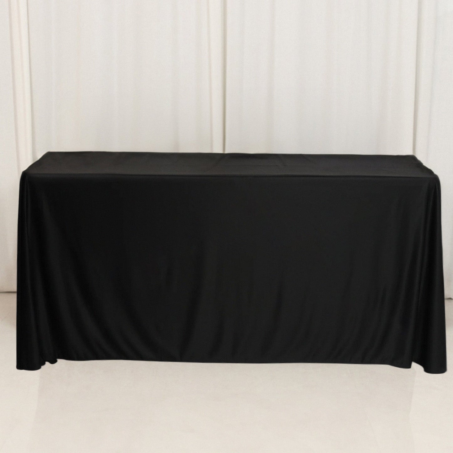 Fitted Polyester 72"x24"x42" Rectangle Tablecloth Black - Secure Fit for Elevated Tables