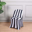Stretch Spandex Chair Cover Black/White for Folding Chairs - 2" Striped Wrinkle Resistant Classy 160GSM Fitted Slipcover With Foot Pockets