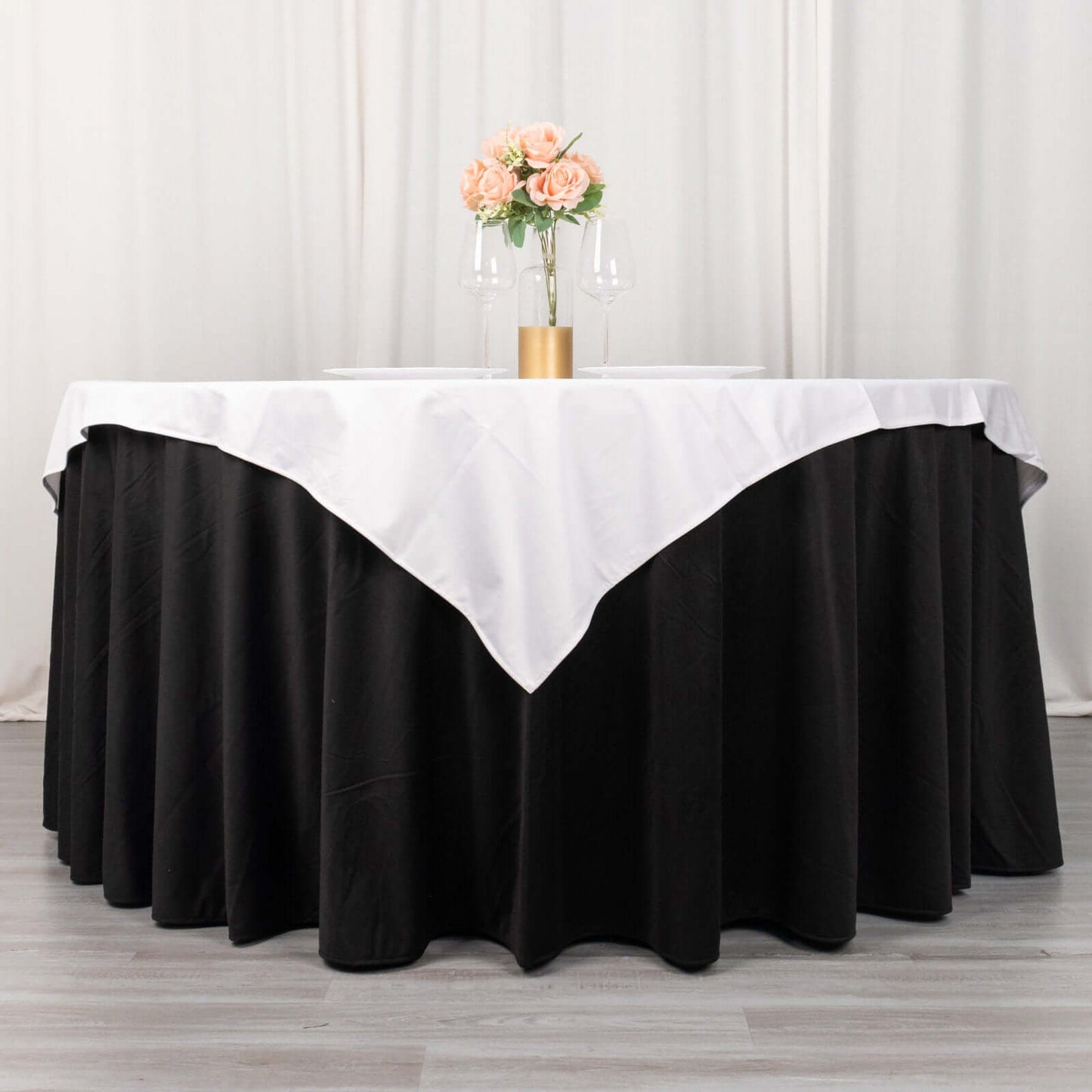 Scuba 54"x54" Table Overlay Square Tablecloth White - Wrinkle Free & Stain Resistant Table Cover