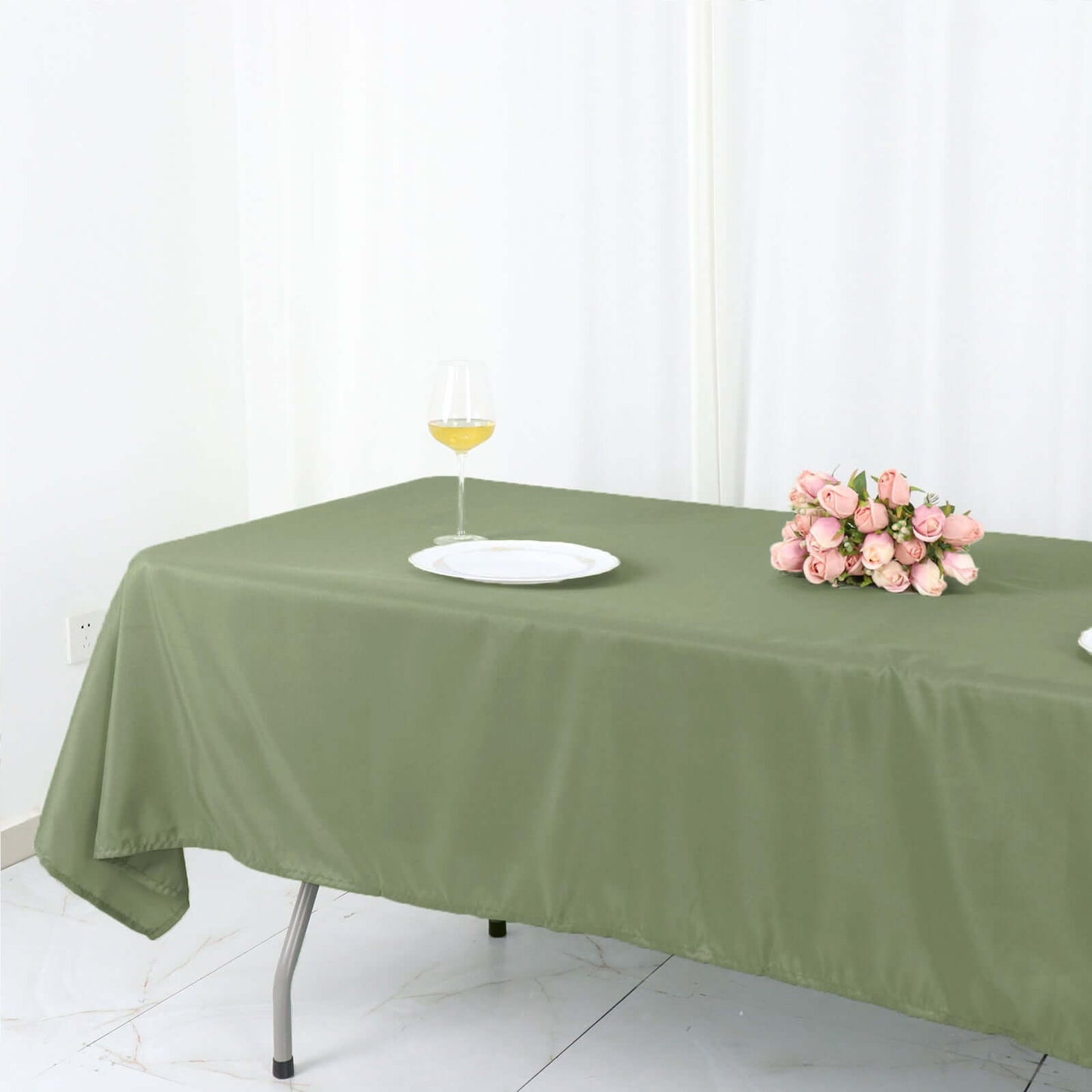 Polyester 60"x126" Rectangle Tablecloth Dusty Sage Green - Wrinkle-Resistant Table Cover