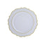 10-Pack Economy Plastic Round Charger Plates 13" in Clear with Gold Scalloped Rim, Decorative Dinner Party Serving Plates