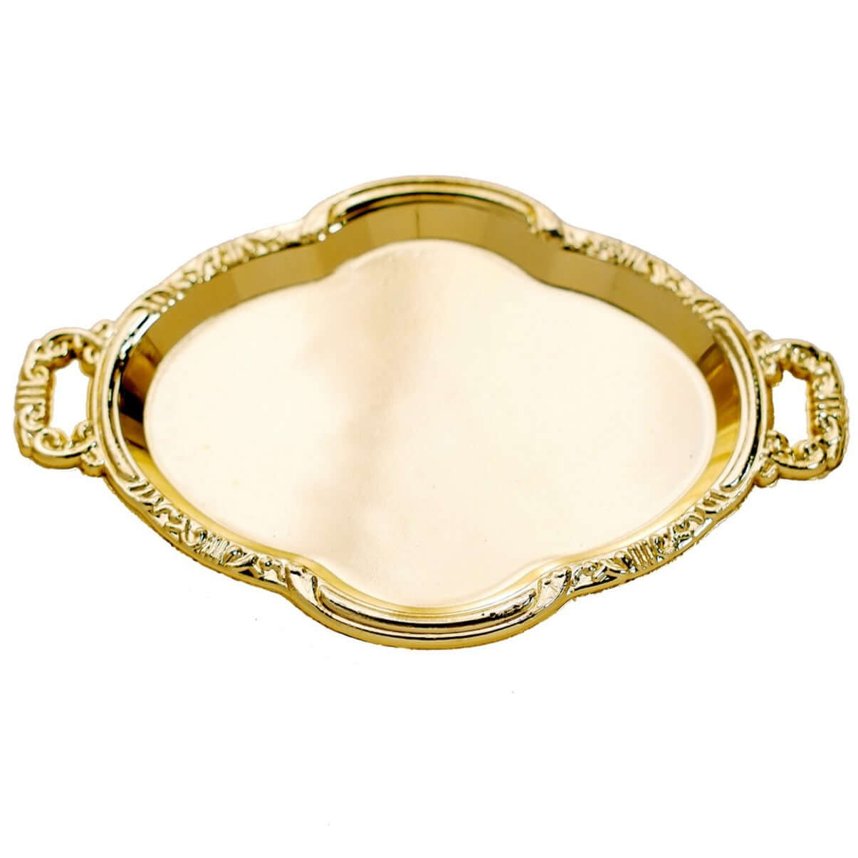 12-Pack Display Trays Party Favor Baroque Oval Design Gold - Mini Serving Platters for Sweets and Desserts 4.5"