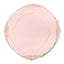6-Pack Acrylic Round Charger Plates 13" in Blush with Gold Embossed Baroque Rim, Antique Decorative Dinner Party Charger Tableware