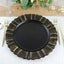 6-Pack Acrylic Plastic Round Charger Plates 13" in Matte Black with Gold Brushed Wavy Scalloped Rim, Decorative Dinner Party Charger Tableware