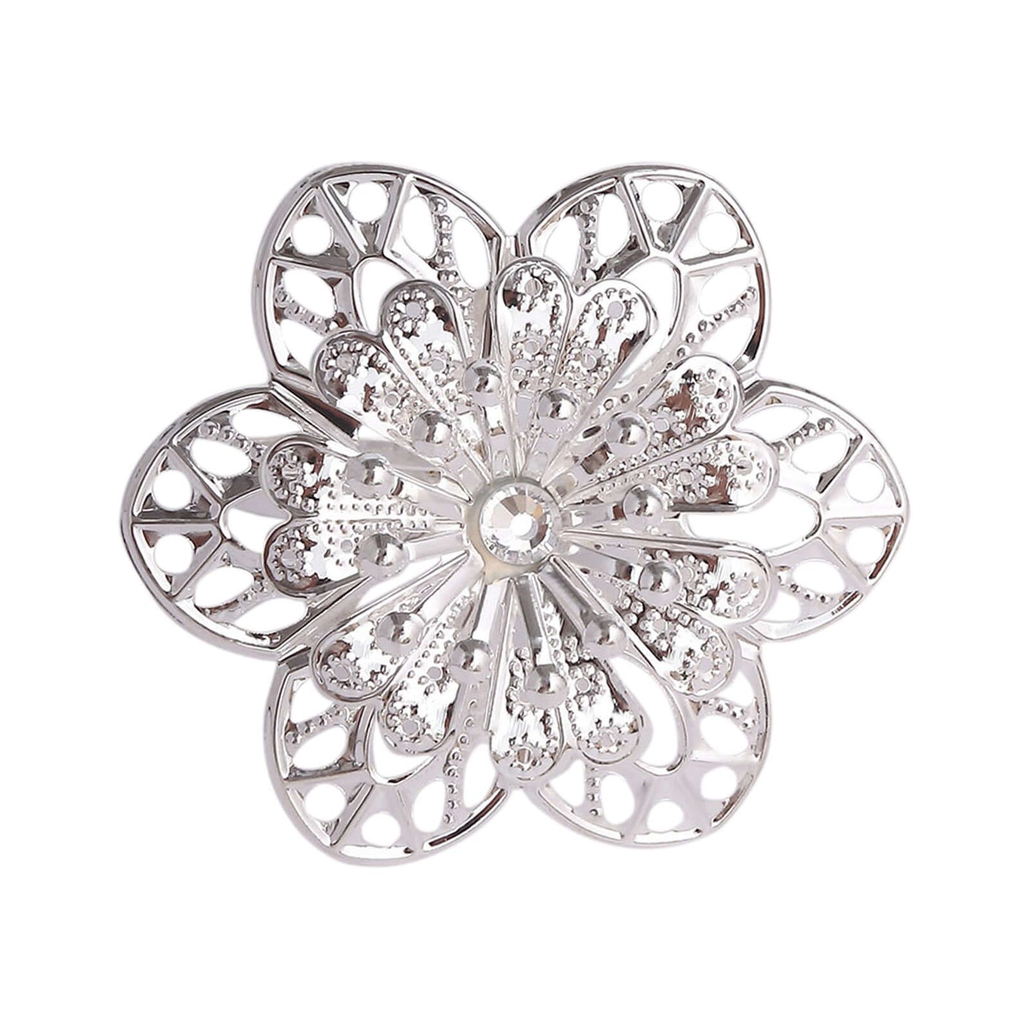 4 Pack Silver Metal Hollow Sun Flower Napkin Rings, Modern Flower Shaped Napkin Bands