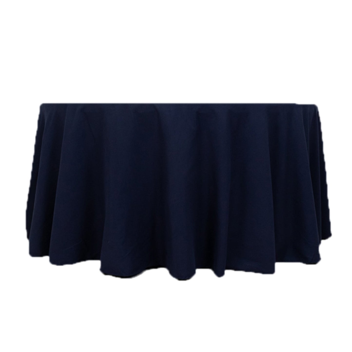 Cotton Blend 120" Round Tablecloth Navy Blue - Seamless Wrinkle-Resistant Table Cover