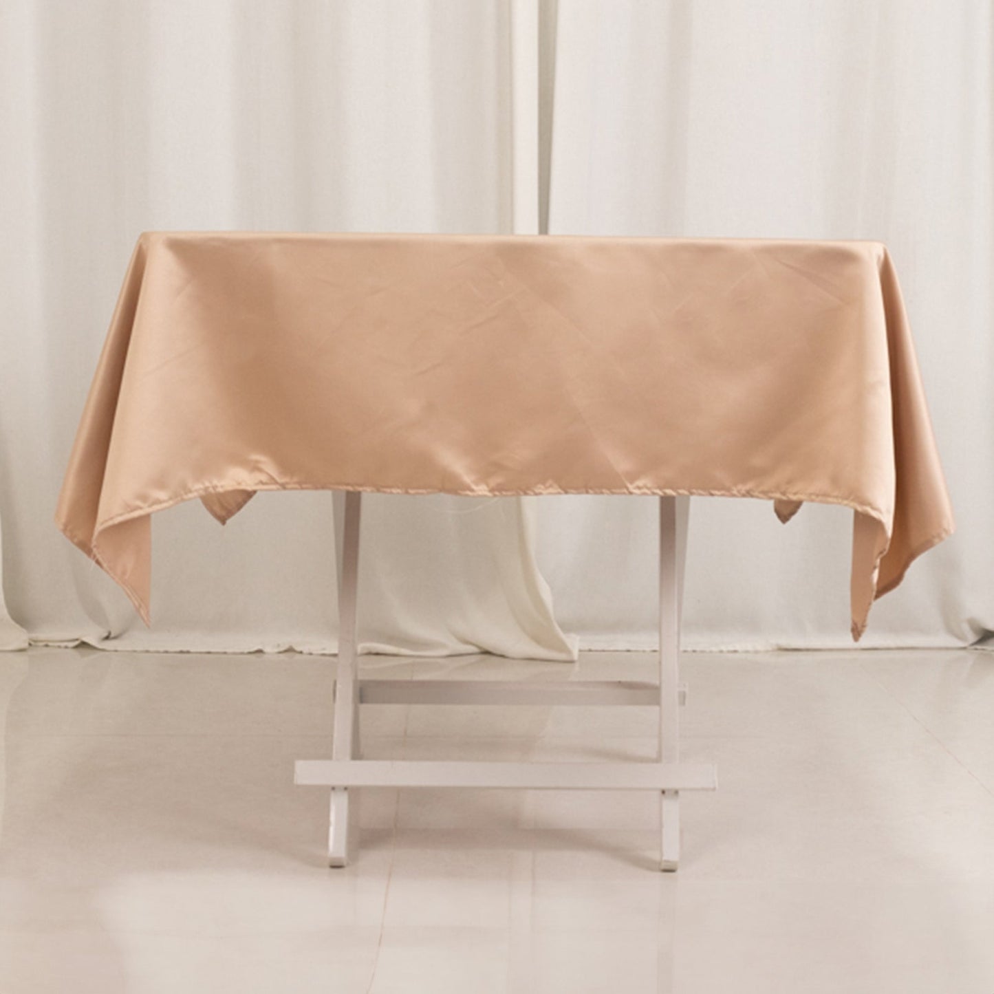 Lamour Satin 54"x54" Square Tablecloth Nude - Durable & Silk-Like Table Cover
