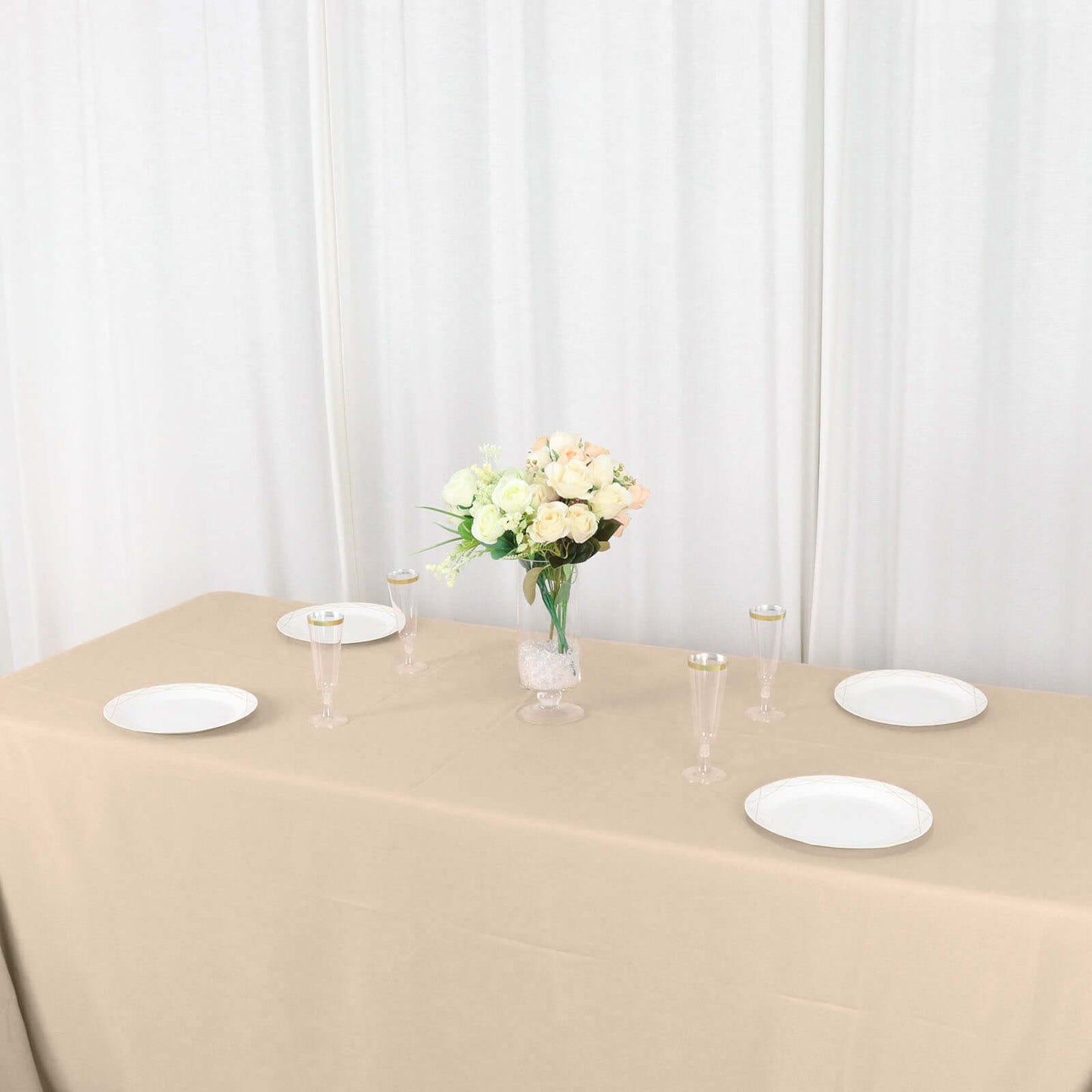 Polyester 90"x156" Rectangle Tablecloth Nude - Seamless Wrinkle-Resistant Table Cover