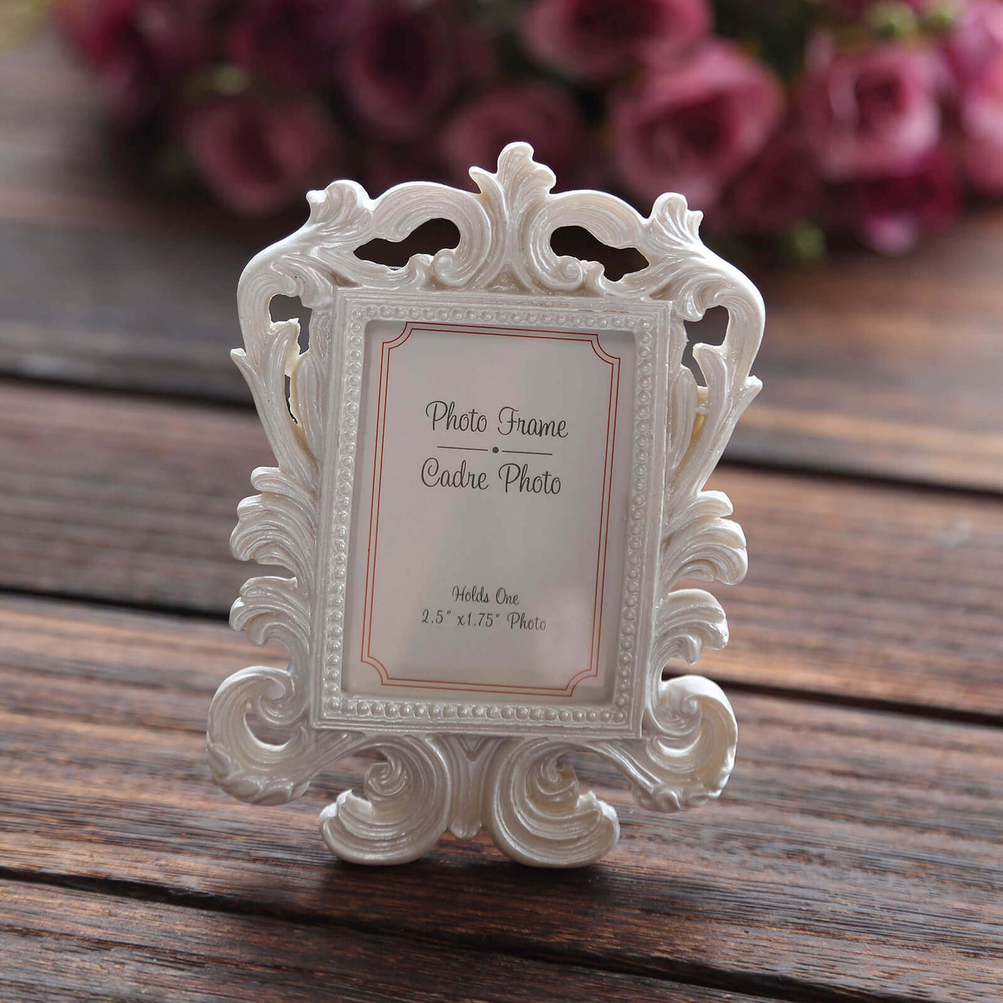 4-Pack Picture Frames White Resin Vintage Baroque Design Rectangle - Mini Photo Frame Wedding Place Card Holders & Party Favors 4"x3"