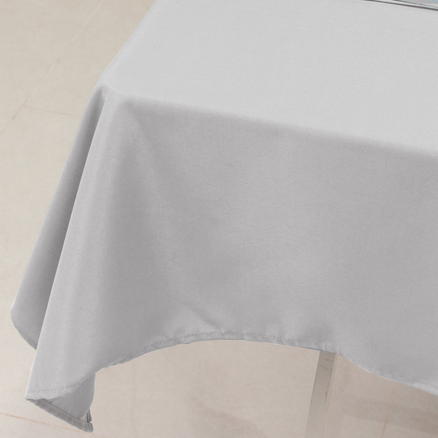 Premium Polyester 54"x54" Square Tablecloth Silver - Stain and Wrinkle-Resistant 220GSM Table Cover