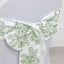 Polyester Chair Sashes White Dusty Sage Green French Toile Floral Design - Wrinkle-Resistant & Durable Chair Bows 6"x108"
