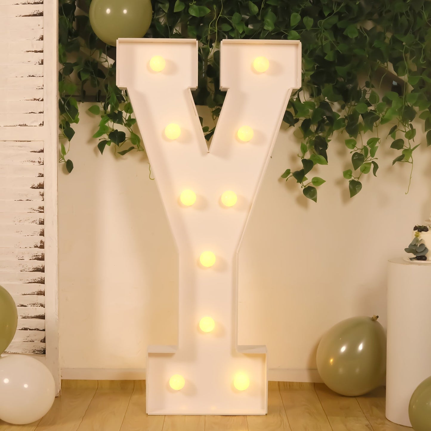 Giant LED Marquee Light Up Letter "Y", White 4ft Pre-Cut Foam Board with 10 Warm White Battery Operated LEDs, Glue Gun and Sticks
