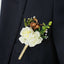 2 Pack White Artificial Rose Boutonniere With Pin, 5" Real Touch Silk Flower Pocket Square