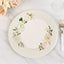 25-Pack Paper 10" Round Dinner Plates in White with Sage Green Floral Print & Lined Rim - Disposable Party Plates for Bridal Showers & Luncheons