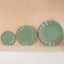 10-Pack Plastic 11" Round Dinner Plates in Dusty Sage Green Ruffled Rim with Gold Edging - Sturdy Disposable Dinnerware