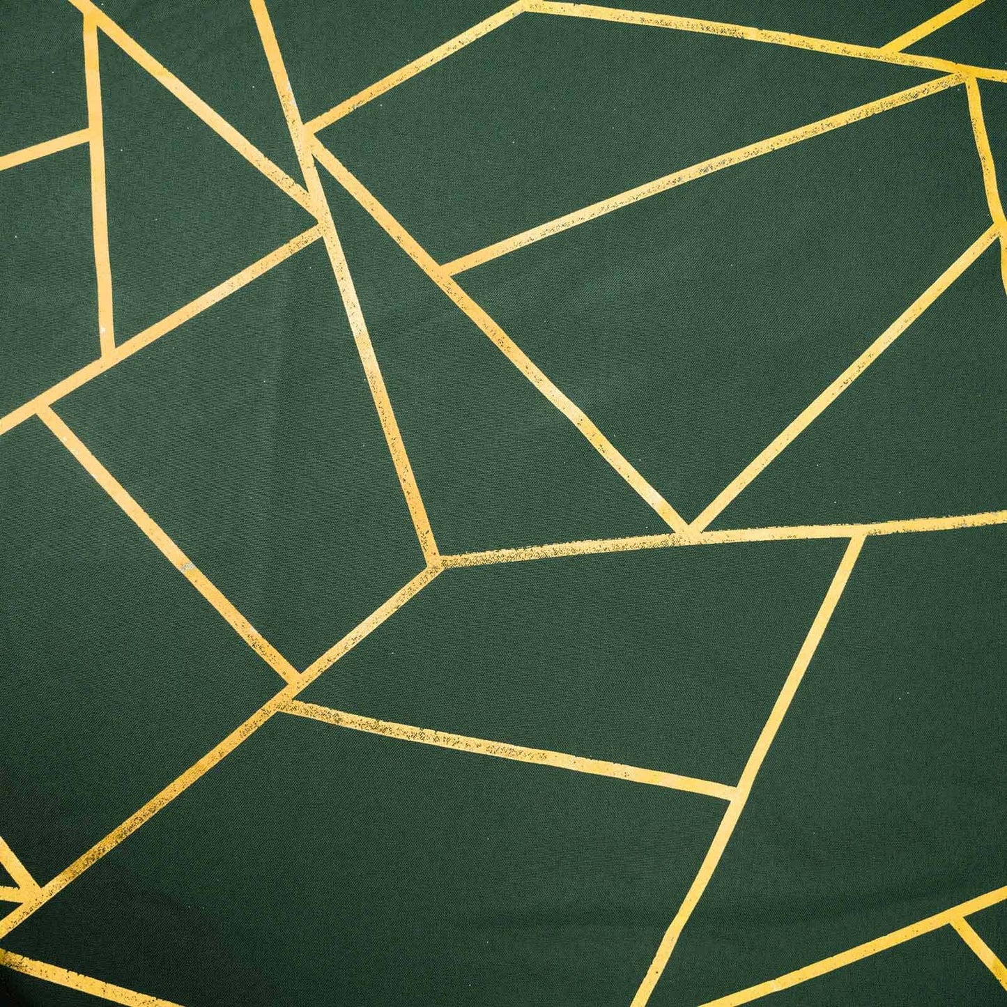 Polyester 54"x54" Table Overlay Square Tablecloth Hunter Emerald Green with Gold Foil Geometric Pattern - Wrinkle-Resistant & Durable Table Topper