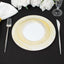 10-Pack Plastic 9" Round Dinner Plates White with Gold Swirl Rim - Disposable Party Plates