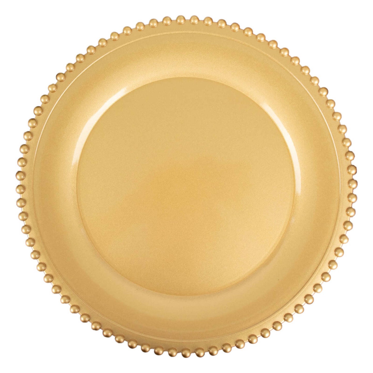 6-Pack Acrylic Round Charger Plates 13" in Gold with Beaded Rim, Decorative Dinner Party Charger Tableware