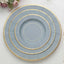 25-Pack Paper 8" Round Dessert Plates in Dusty Blue Sunray Design with Gold Rim - Disposable Heavy Duty 350GSM Appetizer Salad Plates