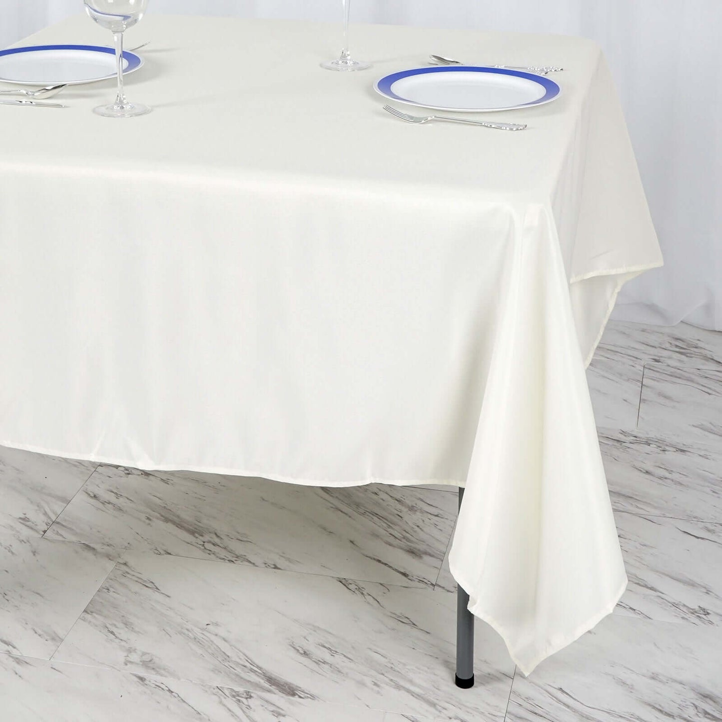 Polyester 70"x70" Table Overlay Square Tablecloth Ivory - Wrinkle-Resistant & Durable Table Cover