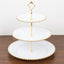 14" White 3-Tier Plastic Dessert Display Stand With Gold Beaded Rim, Round Cupcake Tower Tea Party Serving Platter With Top Handle