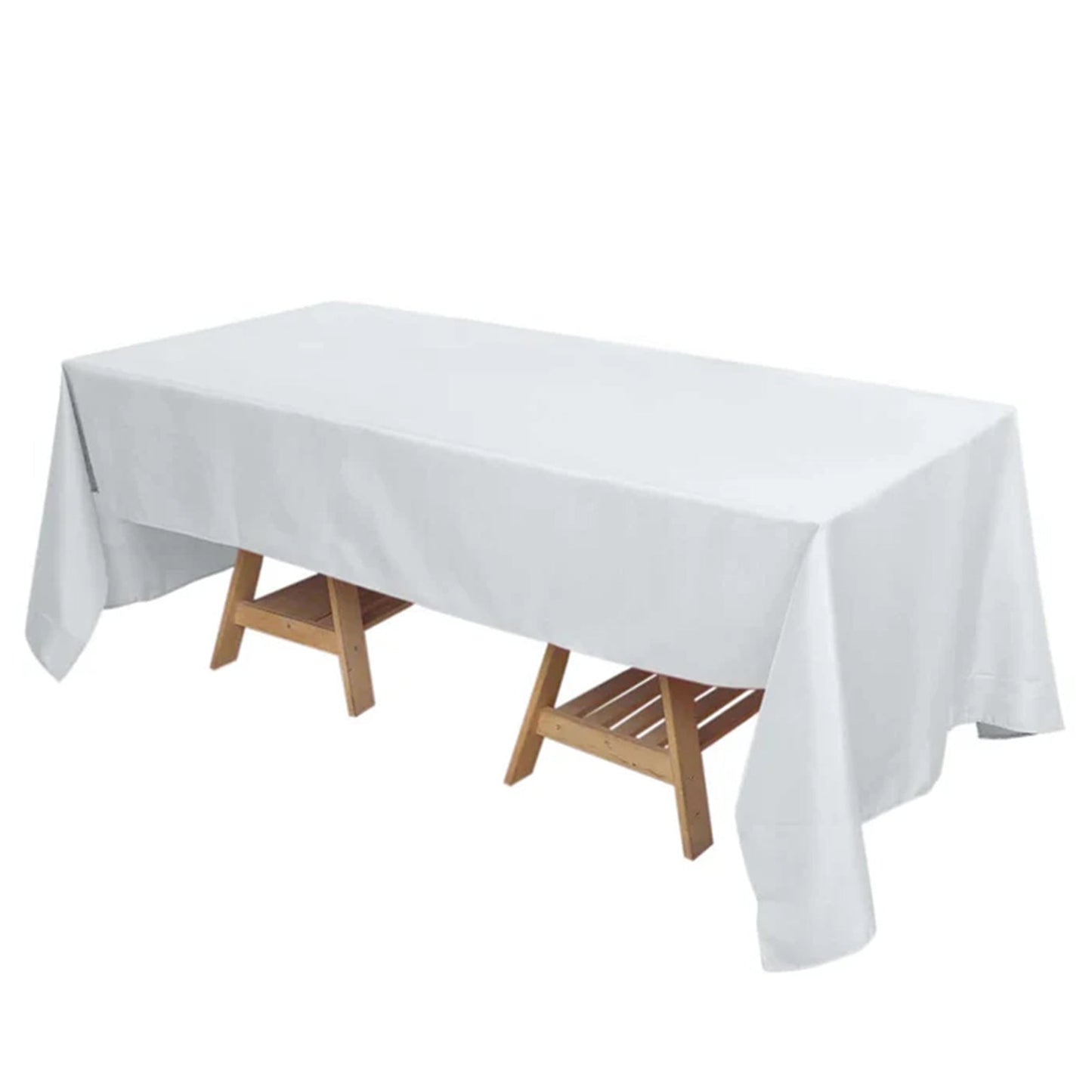 Fire Retardant Premium Polyester 72"x120" Rectangular Tablecloth White - Stylish High-Performance Table Cover for Large Gatherings