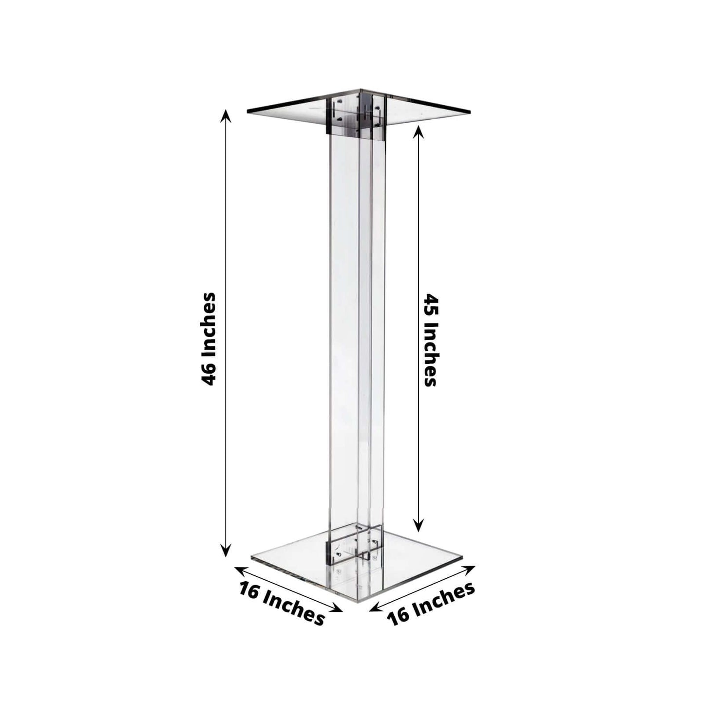 Acrylic Wedding Aisle Display Stand Flower Pedestal with Square Bases Clear - Durable 10mm Thick Centerpiece for Events 46"