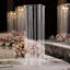 Acrylic Flower Pedestal Vase Pillar Stand with Crystal Beads Clear - Decorative Wedding Floor Centerpiece 32"